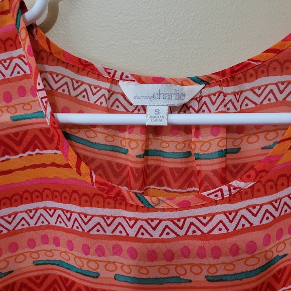 Charming Charlie Sheer Patterned Sleeveless Top - Picture 2 of 4